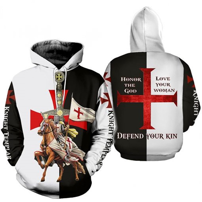 The Last Templar Crusader Knights Templar Hoodie Cartoon Manga Anime 3D Front Pocket Graphic For Women's Adults' 3D Print3