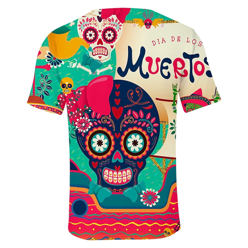 Sugar Skull Mexican T-shirt Anime Cartoon Anime 3D Mexico Independence Day Day of the Dead For Couple's Men's Women's Adults' 3D Print4