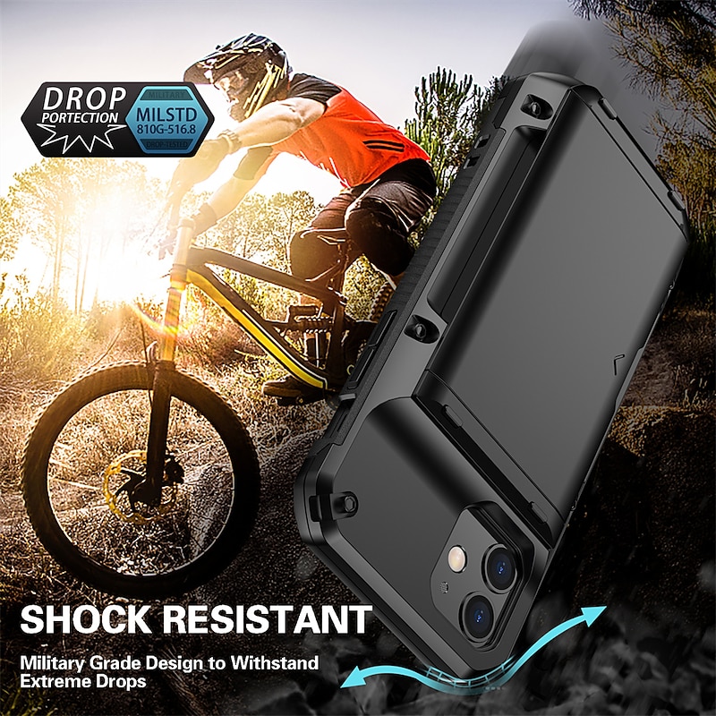 Phone Case For iPhone 15 14 Pro Max Plus 13 12 11 Pro Max Back Cover Wallet Case Card Slot Shockproof Solid Color TPU PC3