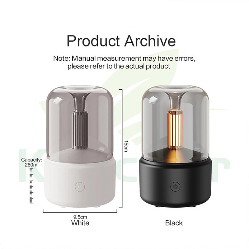 Candlelight Aroma Diffuser Portable 120ml Electric USB Air Humidifier Cold Fog Machine Atomizer with LED Night Light2