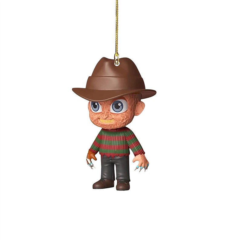 Halloween DIY Horror Movie Ornament Acrylic Rearview Mirror Hanging Charm Dangling Pendant for Car Decoration3