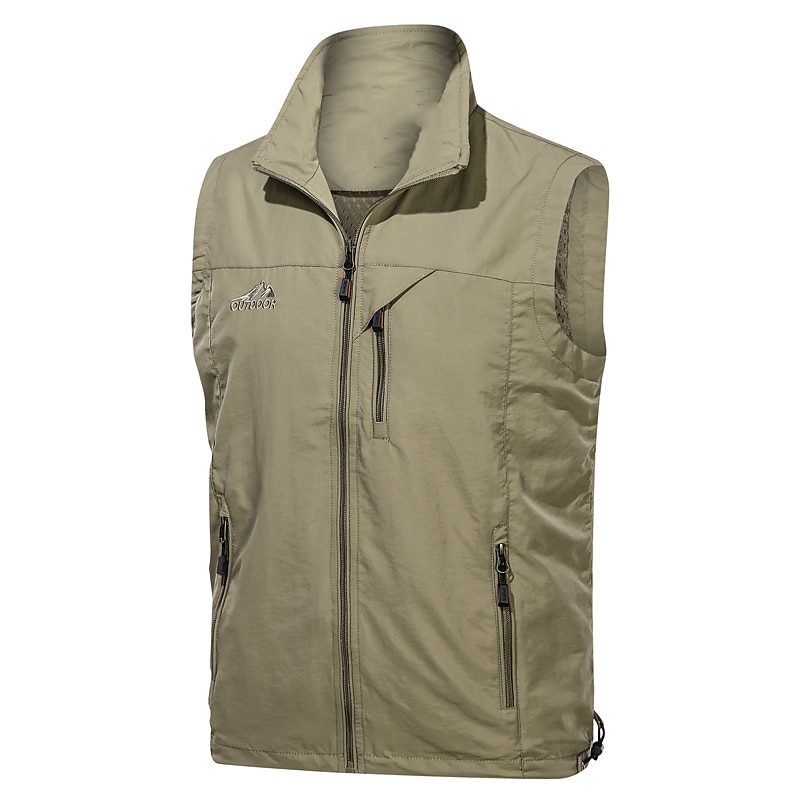 Men's Vest Gilet Fishing Vest Hiking Vest Sleeveless Vest Gilet Jacket Outdoor Holiday Streetwear Chic & Modern Summer Spring Pocket Quick Dry Polyester / Cotton Breathable Pure Color Zipper Stand4