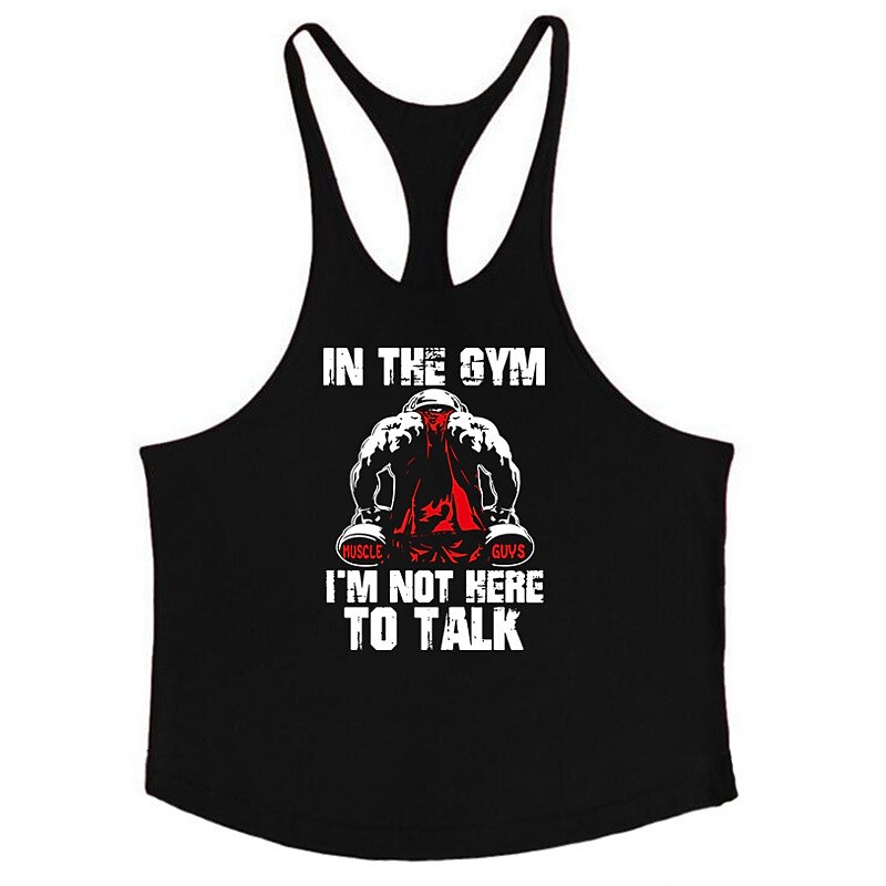 Men's Tank Top - Gym Workout 'In The Gym I'm Not Here To Talk' Graphic Racerback
