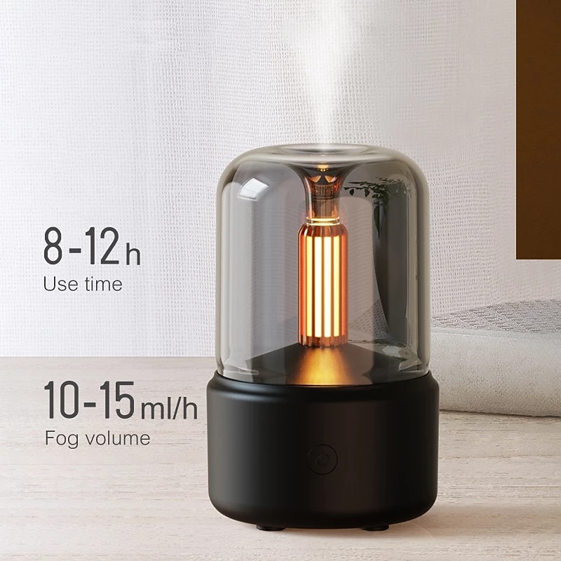 Candlelight Aroma Diffuser Portable 120ml Electric USB Air Humidifier Cold Fog Machine Atomizer with LED Night Light3