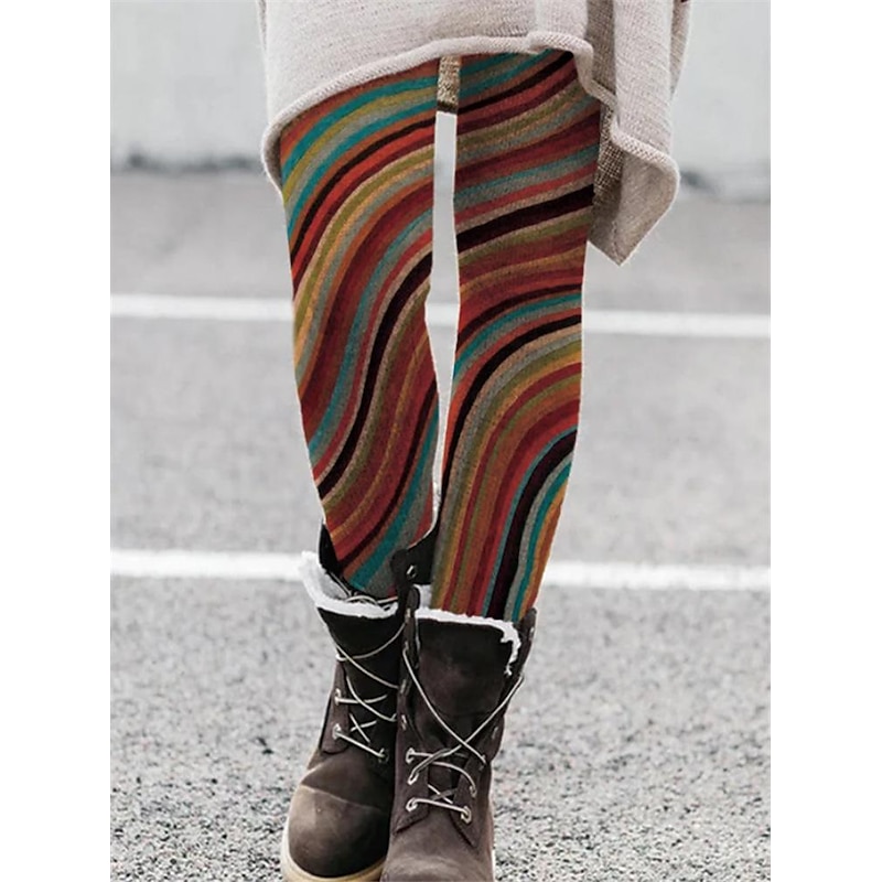 Women's Normal Tights Leggings Fashion Tights Ankle-Length High Waist Mid Waist Cat Stripe Flower / Floral Print Butt Lift Comfort Tummy Control High Elasticity Halloween Casual Weekend Picture color