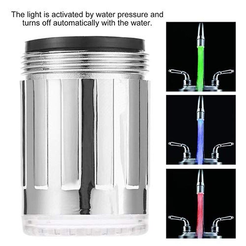 LED Light Water Faucet Tap Heads Temperature Sensor RGB Glow LED Shower Stream Bathroom Shower faucet 3 Color Changing3