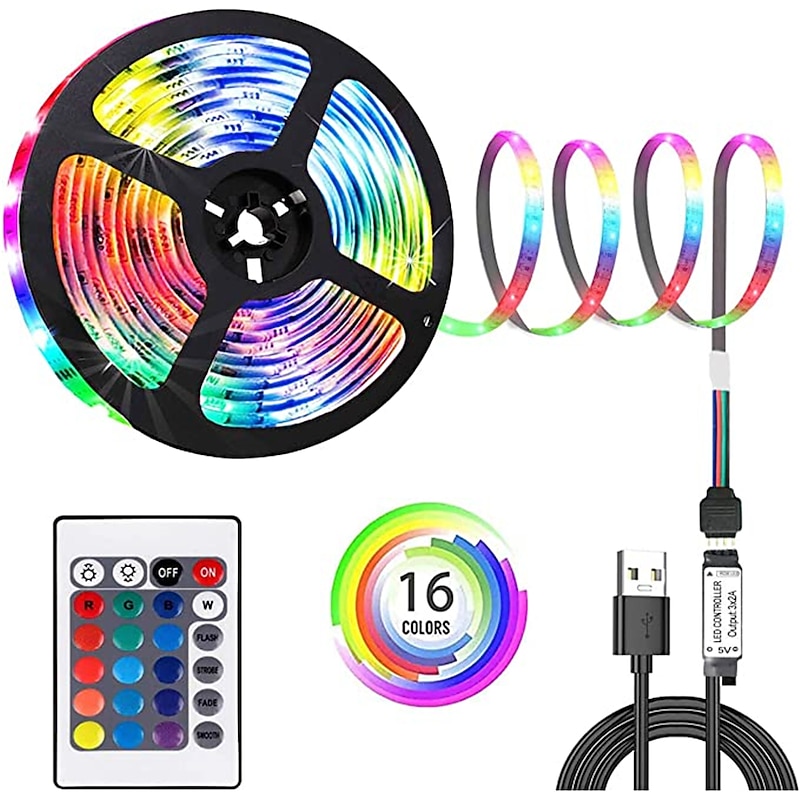 LED Strip Light 5V USB 24key Remote Control 1/2/3/5m RGB 5050 TV Background Lighting Home Decoracion Fairy LED Lights