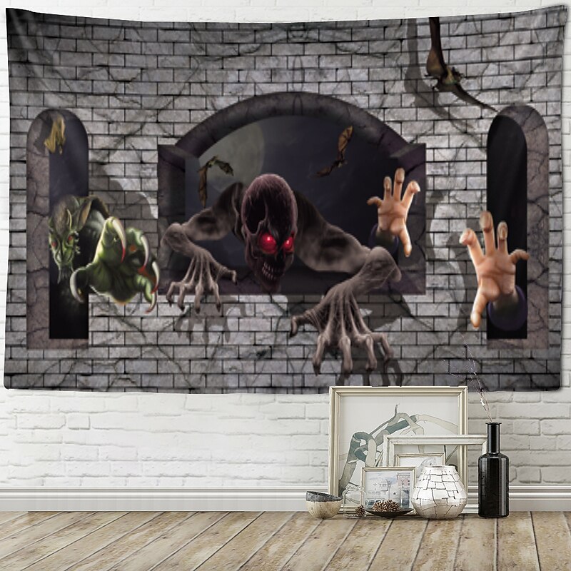 Halloween Wall Tapestry Art Deco Blanket Curtain Hanging Home Bedroom Living Room Decor Horror Bloody Halloween Decorations3