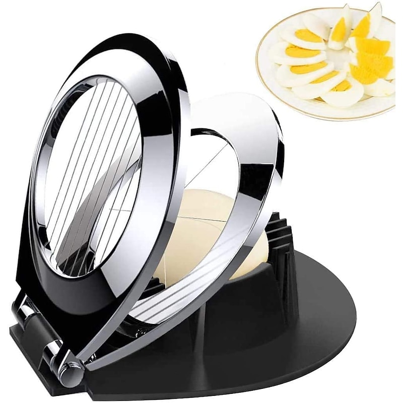 Egg Slicer, BIBURY Egg Slicer for Hard Boiled Eggs, Egg Cutter Heavy Duty for Strawberry Fruit Garnish Slicer, Stainless Steel Wire with 3 Slicing Styles, Easy to Clean3