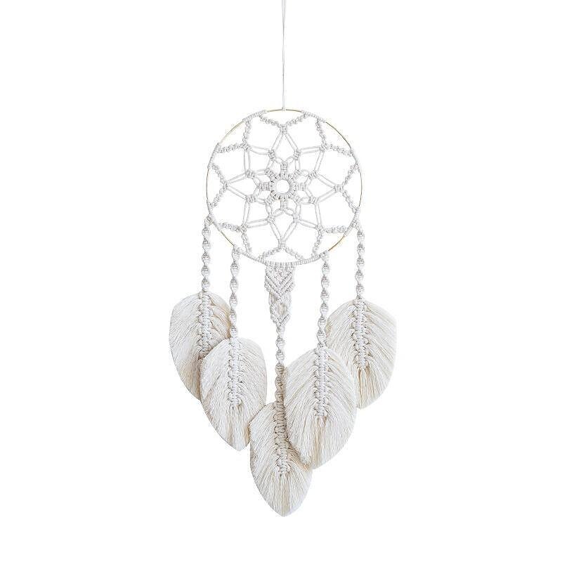 hand-woven dream catcher tapestry cotton rope diy material bag bedroom bedside wall hanging feather homestay soft decoration3