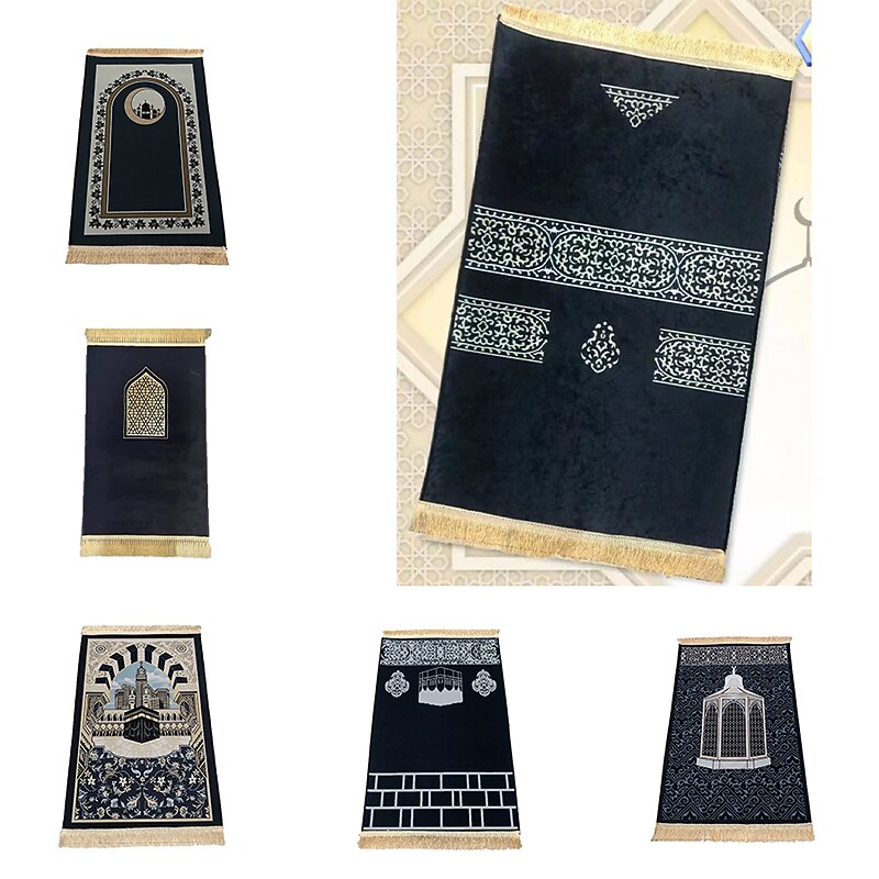 Muslim Prayer Rug Thick padded Sajadah, Islamic, Soft Velvet Mat Ramadan Eid Gift, for Women Man Kids Meditation Turkish African, Soft Luxury2