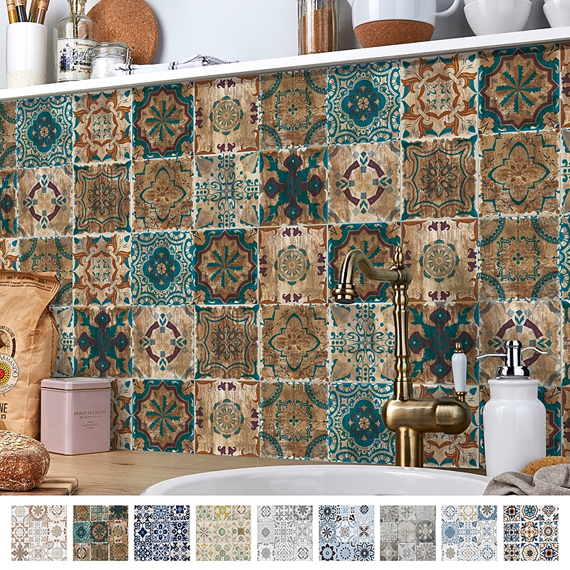 24/48pcs Waterproof Creative Industrial Style Kitchen Bathroom Living Room Self-adhesive Wall Stickers Waterproof Tile Stickers - Main Image