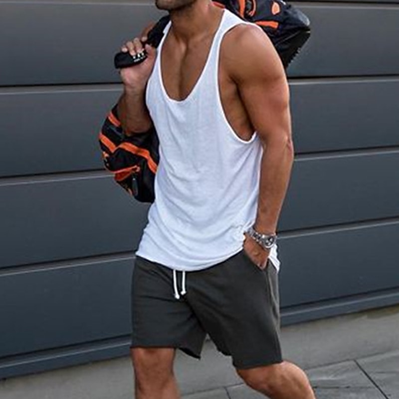 Men's Tank Top Vest Top Undershirt Sleeveless Shirt Sleeveless Crew Neck Summer Solid Color Fashion Casual Comfortable Street Daily Holiday Black White Yellow Top Tee for Men