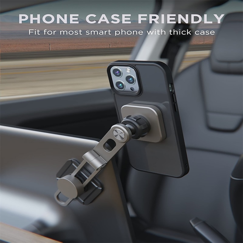 Invisible Magnetic Phone Mount for Tesla Model 3/Y/S/X – Telescopic Arm, Foldable, Dashboard or Laptop Holder2