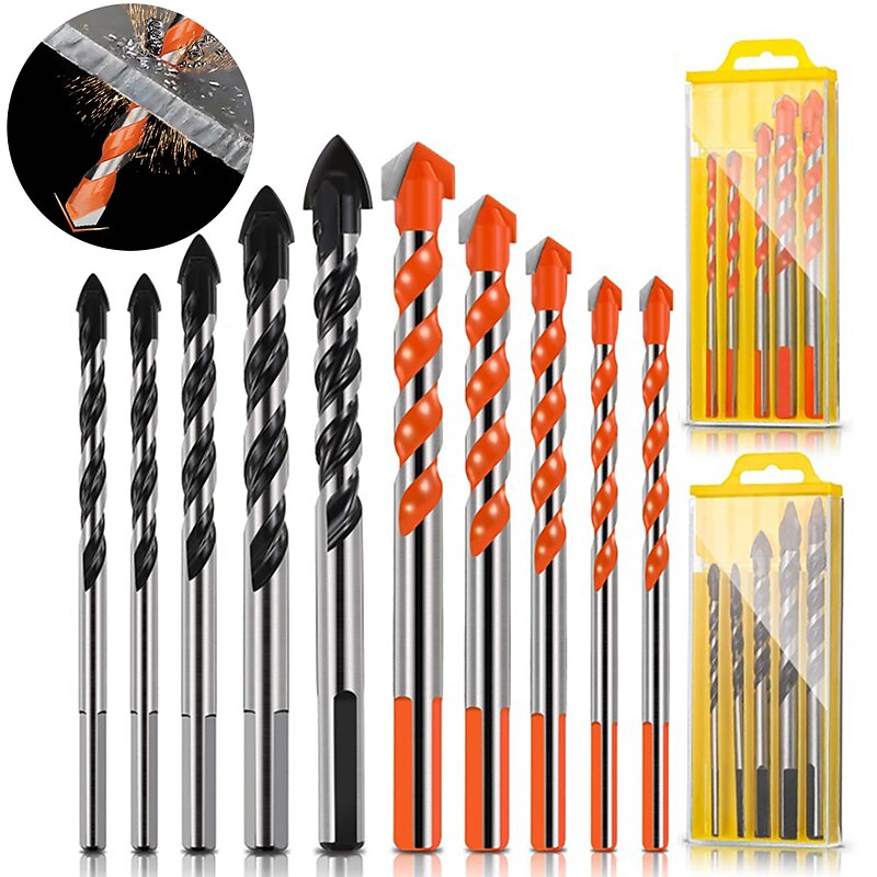 6-12mm Multifunctional Glass Metal Tile Drill Bit Triangle Diamond Drill Set Ceramic Concrete Brick Wood Punching Hole Saw Drill
