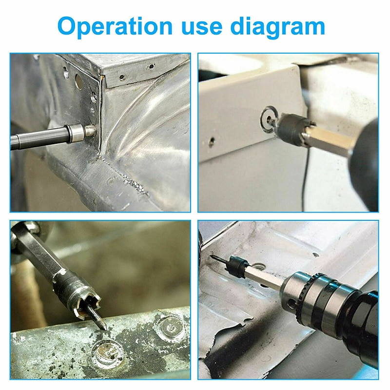1pc/13pcs Spot Weld Drill Bit Cutter Double Side Carbide Tipped Stainless Metal Hole Drill Center Drill Bit 3/8''5/16''2