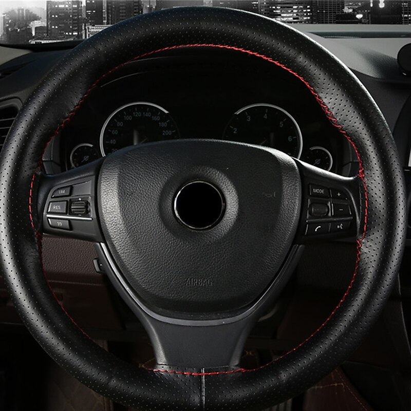1 PCS Leather Car Steering Wheel Cover Breathable Universal Fit For 15