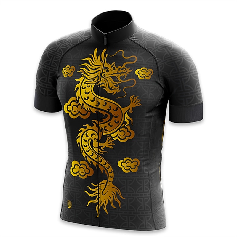 Men's Cycling Jersey Dragon Funny Short Sleeve Bike Jersey Top with 3 Rear Pockets Mountain Bike MTB Road Bike Cycling Quick Dry Reflective Strips Back Pocket Moisture Wicking Sports Yellow Red4