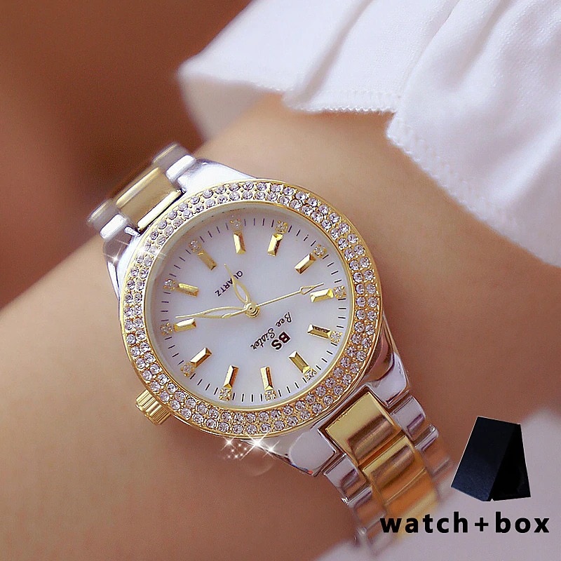 Quartz Ladies Wrist Watches for Women Dress Gold Crystal Diamond Watches Analog Quartz Luxury Stainless Steel Silver Clock2