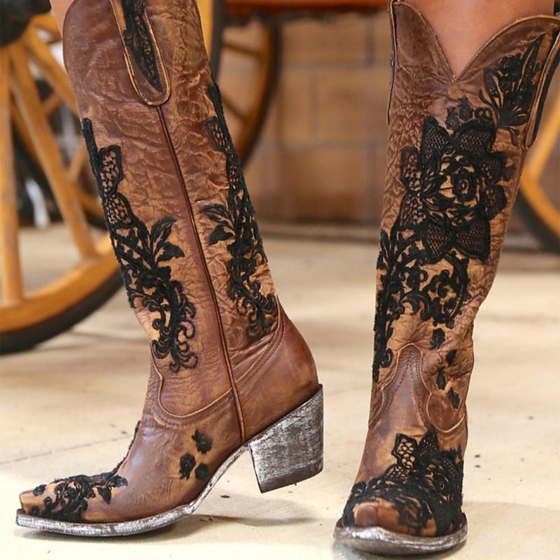 Turquoise Women's Western Cowboy Boots with Intricate Floral Embroidery for Stylish and Casual Wear3