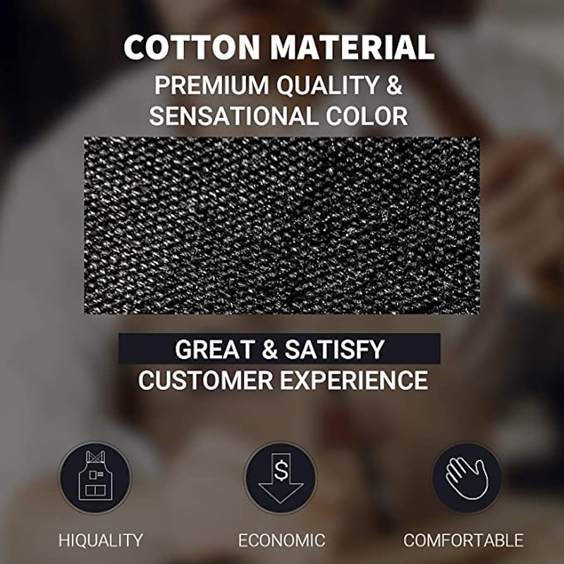 Chef Apron Black for Men Women with Pocket, Cotton Canvas Work Apron Cross Back Heavy Duty Adjustable4