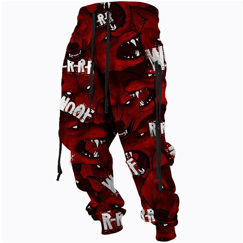 Men's Sweatpants Joggers Trousers Drawstring Side Pockets Elastic Waist Graphic Prints Comfort Breathable Sports Outdoor Casual Daily Cotton Blend Terry Streetwear Designer Red Blue Micro-elastic3
