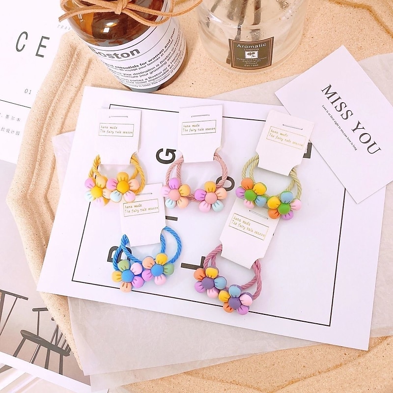 10pcs Toddler Girls' Hair Accessories Active Sweet Daily Floral Floral Style Rainbow2