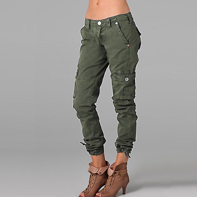 Women's Normal Cargo Pants Slacks Pants Trousers Chic & Modern Casual / Sporty Ankle-Length Mid Waist Plain Pocket Comfort Inelastic Sports Weekend ArmyGreen Black Deep Blue Khaki Summer Spring3