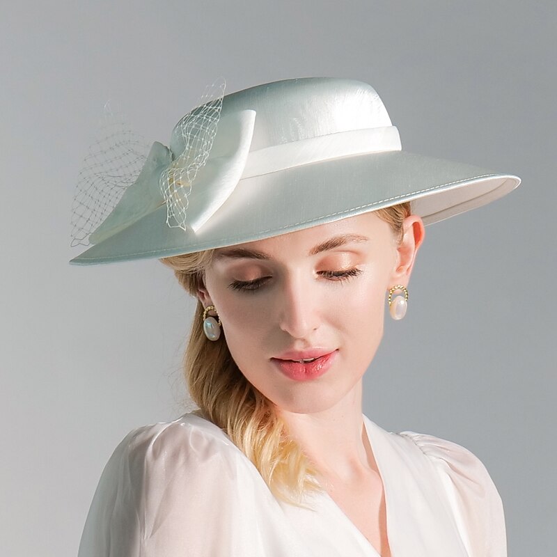 Elegant Sweet Flax Hats with Bowknot / Satin Bowknot / Tulle 1PC Wedding / Party / Evening / Melbourne Cup Headpiece