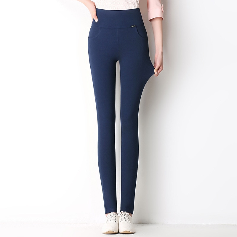 Women's Normal Pants Trousers Leggings Cozy Leggings Fashion Full Length High Waist Solid Color Butt Lift Comfort Tummy Control Stretchy Daily Going out Black White Wine Royal Blue Fall & Winter4