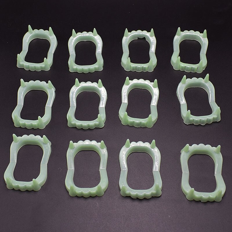 Halloween Vampire Dentures, Glow in The Dark Horror Zombie Teeth, Fake Tiger Teeth Grim Reaper Braces, Luminous Dress Up Props3