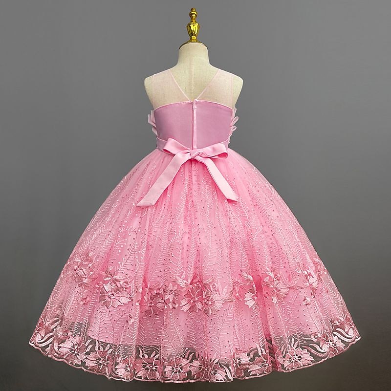 Kids Girls' Flower Girl Dress Dress Solid Colored Sleeveless Performance Wedding Party Princess Sweet Cotton Maxi Pink Princess Dress A Line Dress Flower Girl's Dress Summer Spring 3-12 Years Pink2