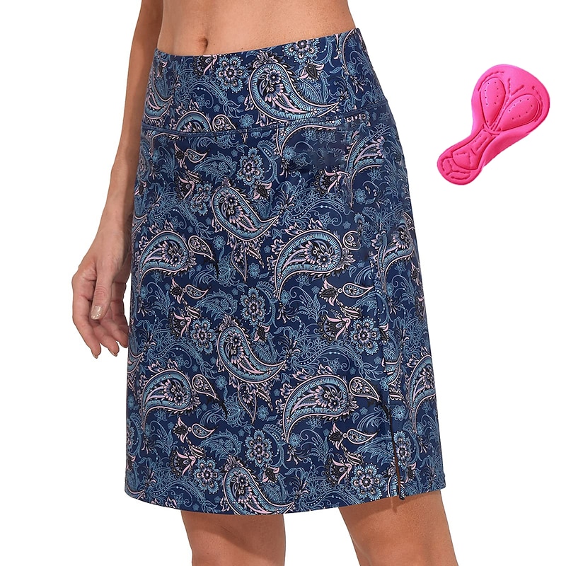 Women's Paisley Cycling Skort Skirt Bike Skirt Bottoms Mountain Bike MTB Road Bike Cycling Sports 3D Pad Cycling Quick Dry Moisture Wicking Purple Dark Blue Spandex Clothing Apparel Bike Wear