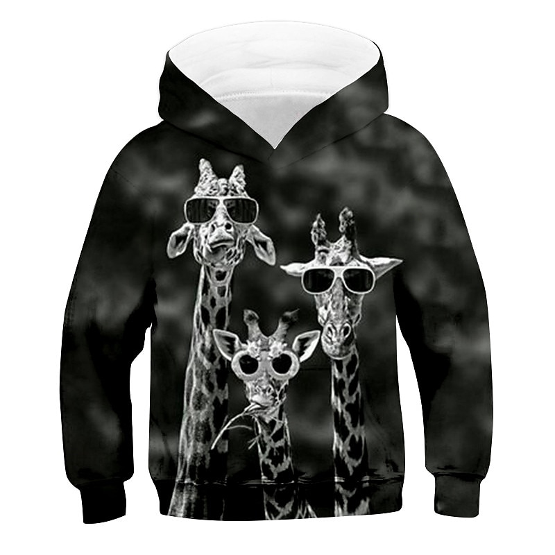 Boys 3D Animal Giraffe Hoodie Long Sleeve 3D Print Fall Winter Active Sports Fashion Polyester Kids 3-13 Years Outdoor Daily Indoor Regular Fit3