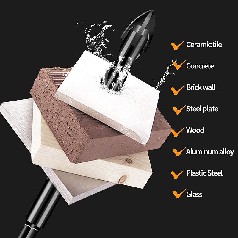 3-12mm Cross Hex Tile Drill Bits Universal Drill Kits For Wall Concrete Glass Ceramic Hole Opener Metal Triangle Drill Bits Set2