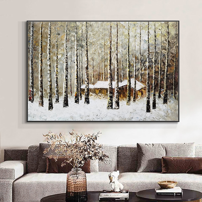 Mintura Handmade Thick Texture Tree Landscape Oil Paintings On Canvas Wall Art Decoration Modern Abstract Picture For Home Decor Rolled Frameless Unstretched Painting