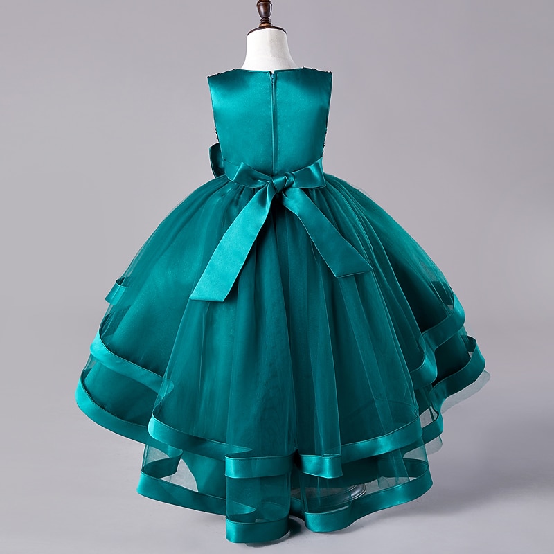 Kids Girls' Dress Sequin Sleeveless Wedding Party Festival Sequins Bow Princess Sweet Cotton Polyester Midi Flower Girl's Dress Summer 4-13 Years Red Green3