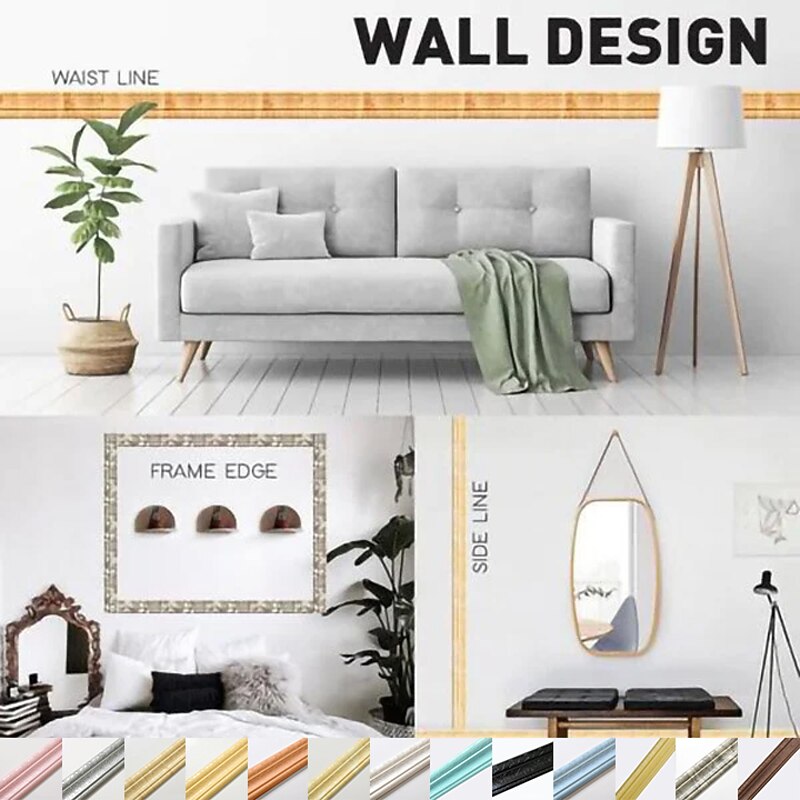 Solid Color 3D Wallpaper Border Waistline Baseboard Peel and Stick Self Adhesive Marble Waterproof PVC/Vinyl Modern Wall Decal for Room Multiple Size