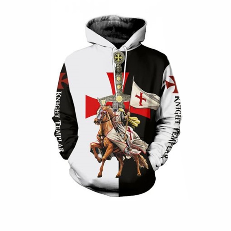 The Last Templar Crusader Knights Templar Crusader Hoodie Cartoon Manga Anime 3D Front Pocket Graphic For Couple's Men's Women's Adults' 3D Print - Main Image