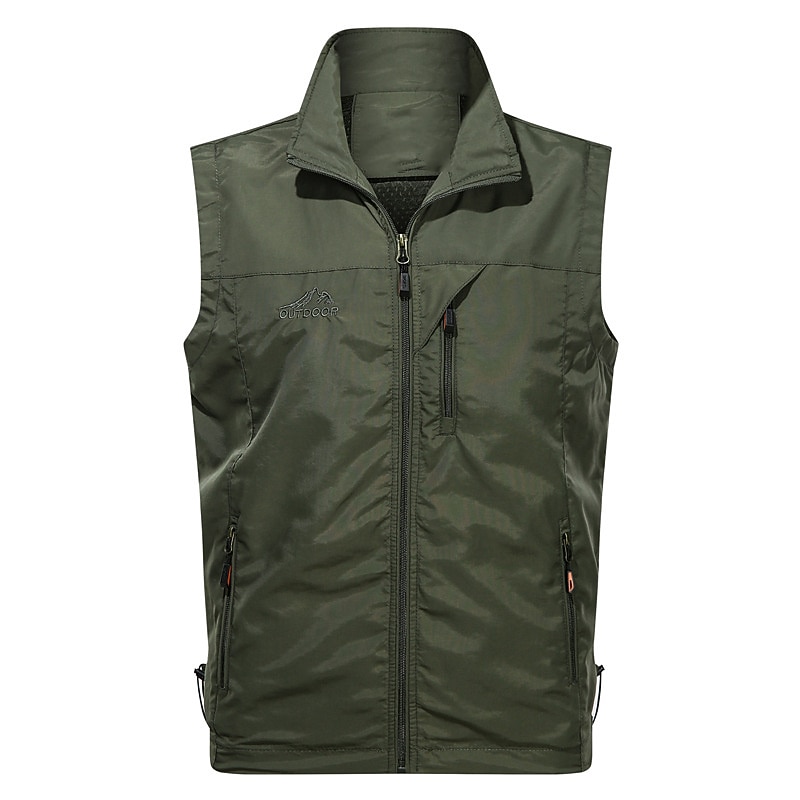 Men's Vest Gilet Fishing Vest Hiking Vest Sleeveless Vest Gilet Jacket Outdoor Holiday Streetwear Chic & Modern Summer Spring Pocket Quick Dry Polyester / Cotton Breathable Pure Color Zipper Stand2