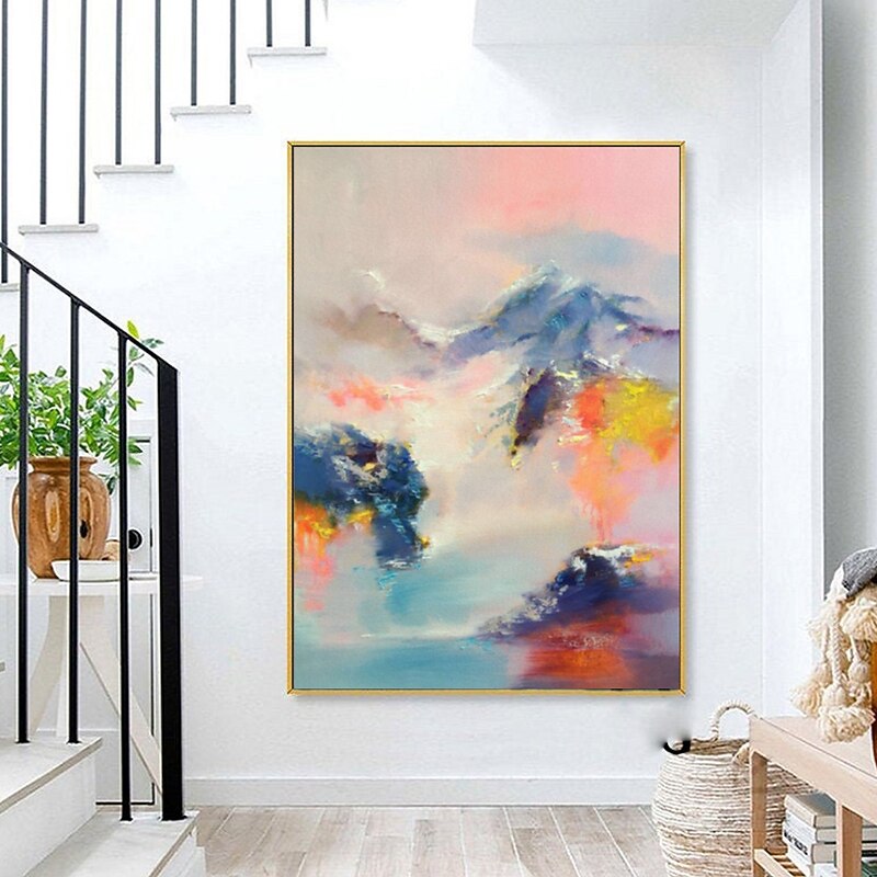 Handmade Oil Painting Canvas Wall Art Decorative Abstract Knife Painting Landscape Yellow For Home Decor Rolled Frameless Unstretched Painting3