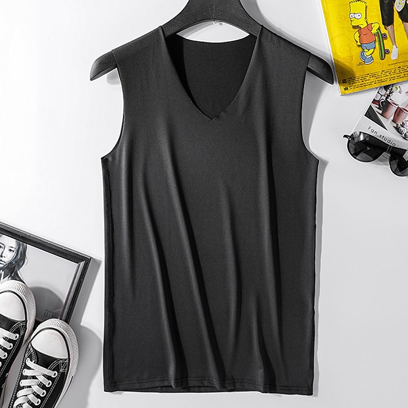 Men's Tank Top Vest Top Undershirt Sleeveless Shirt Sleeveless Crew Neck Summer Solid Color Fashion Casual Breathable Street Daily Holiday Black White Light Grey Top Tee for Men3