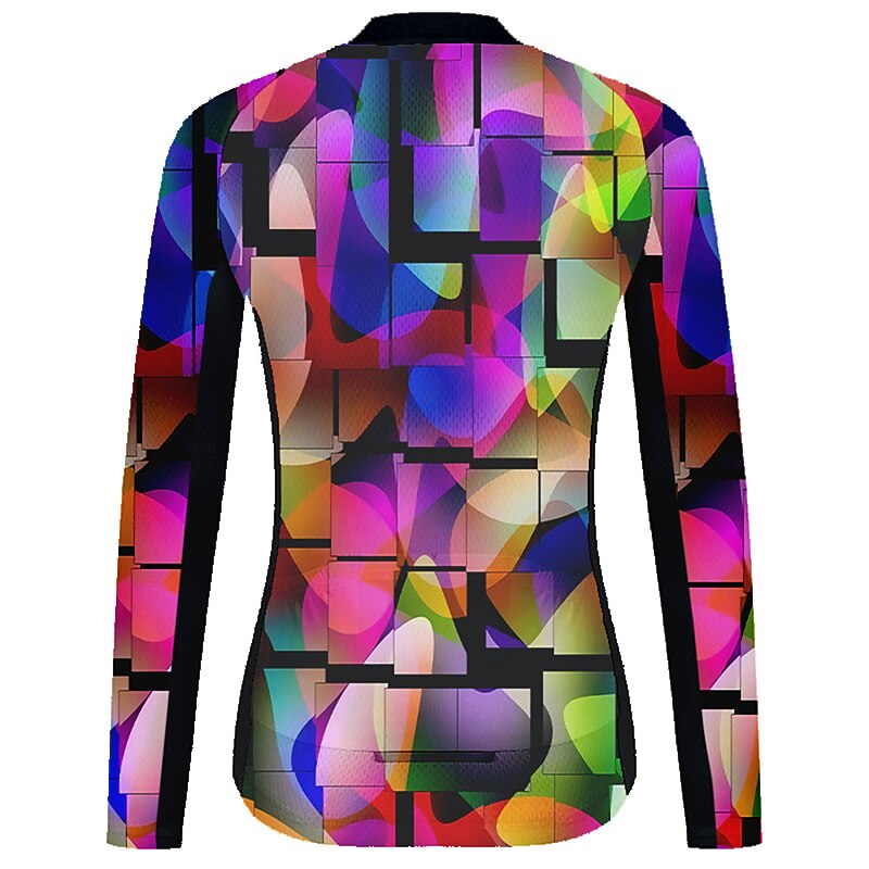 Women's Cycling Jersey Graphic Funny Long Sleeve Bike Jersey Top with 3 Rear Pockets Mountain Bike MTB Road Bike Cycling Quick Dry Reflective Strips Back Pocket Moisture Wicking Sports Purple3