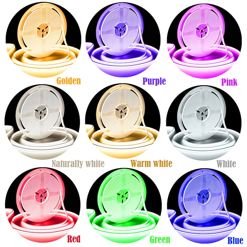 2M-30M COB LED Strip Light Plug in Flexible 220V Waterproof IP67 High Voltage Led Strip Multiple Colors 240LEDs/M Waterproof Led Light Strips for Bedroom Living Room Kitchen Furniture2