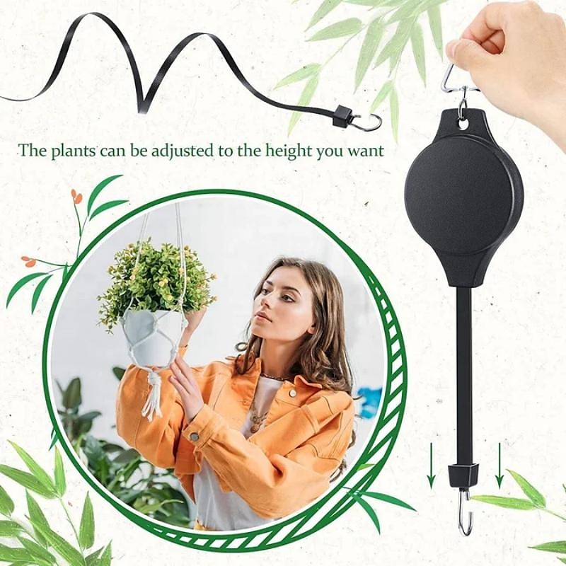 Retractable Hanging Plant Potted Telescopic Hook Garden Orchid Pots Pulley Pull Down Hanger Bird Cage Free Wheeling Lifting Hook3