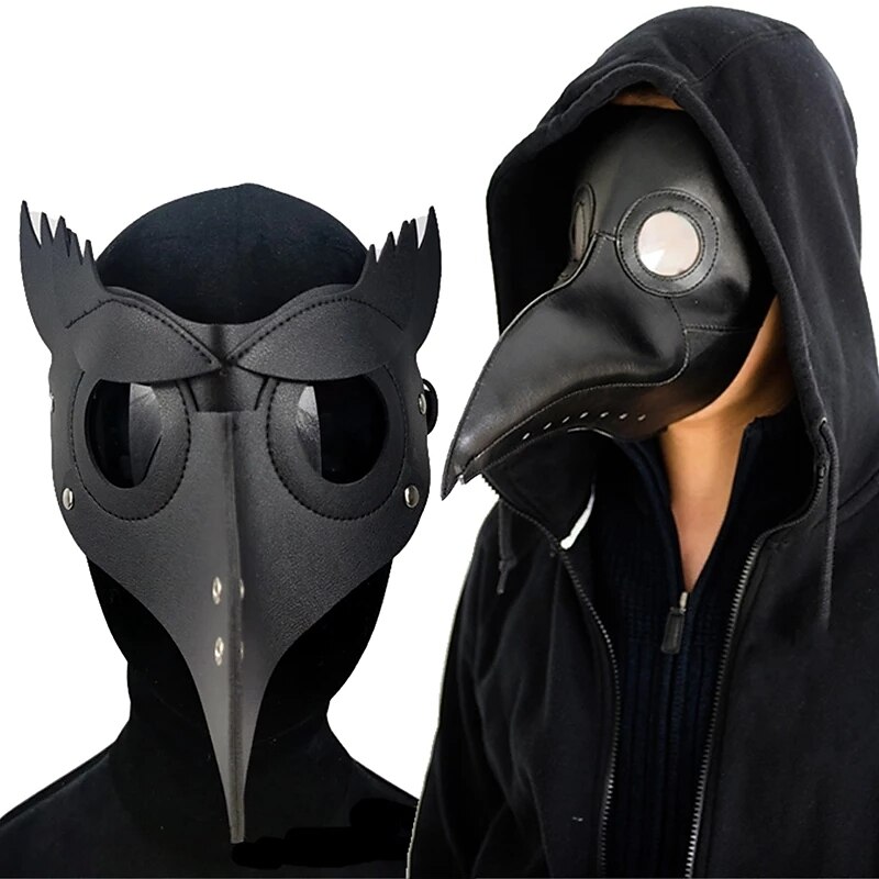 Funny Medieval Steampunk Plague Doctor Bird Mask Latex Punk Cosplay Masks Beak Adult Festival Event Cosplay Props White Black for Halloween4