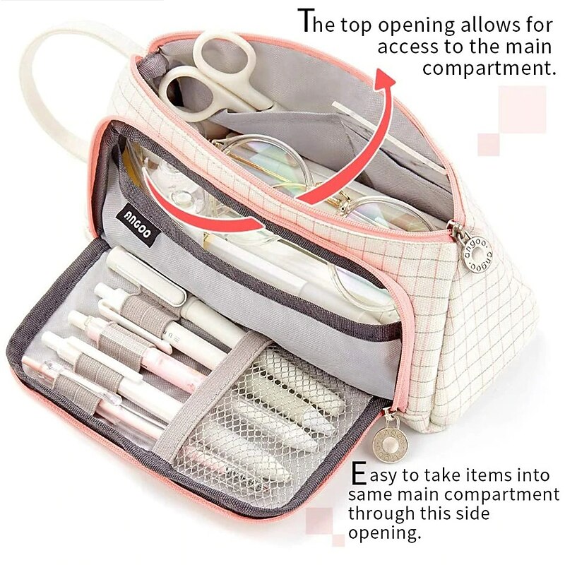 Pencil Case Pen Pouch Marker Bag Wear-Resistant Multifunction With Zipper Canvas for School Office Student3