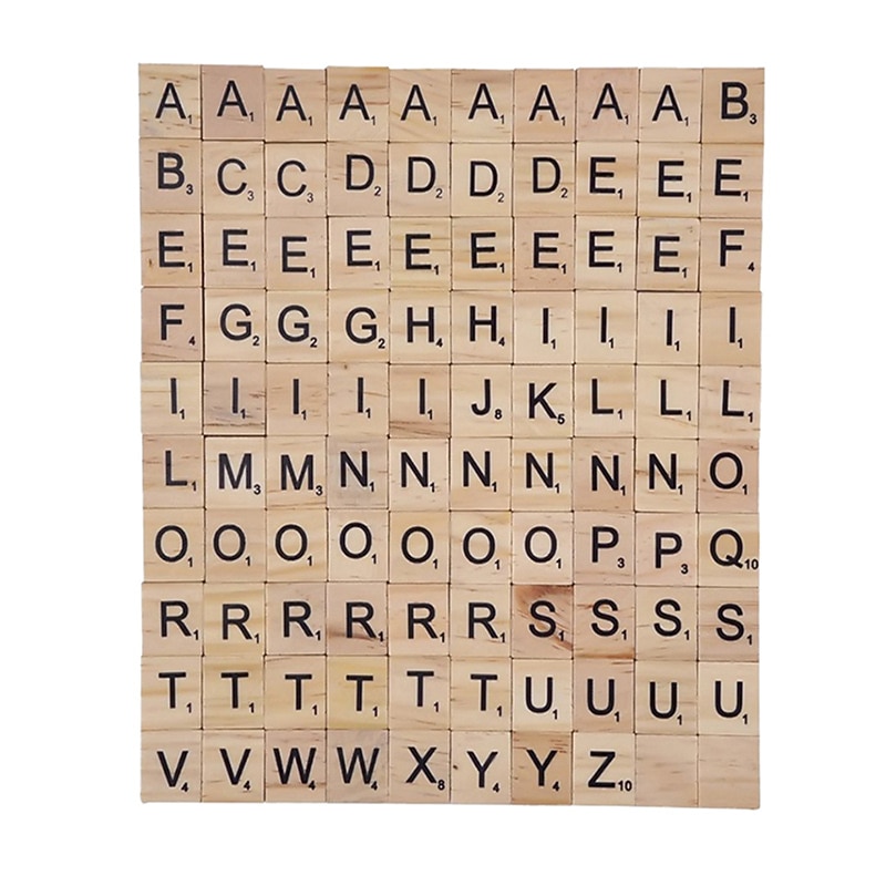 Block 26 English Letter DIY Word Recognition Wooden Chip 100 Pieces/Pack2