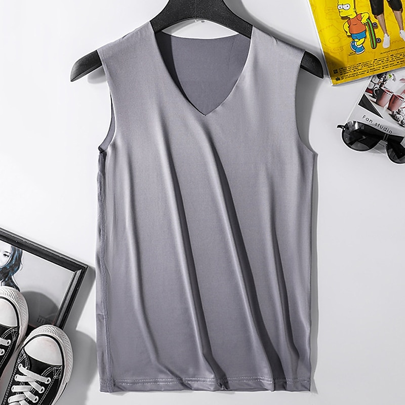 Men's Tank Top Vest Top Undershirt Sleeveless Shirt Sleeveless Crew Neck Summer Solid Color Fashion Casual Breathable Street Daily Holiday Black White Light Grey Top Tee for Men2