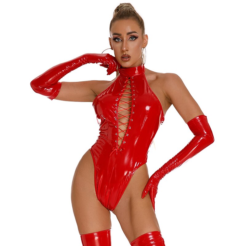 Dance Costumes Exotic Dancewear Pole dance Leotard / Onesie Hollow-out Pure Color Splicing Women's Training Performance Sleeveless High PU